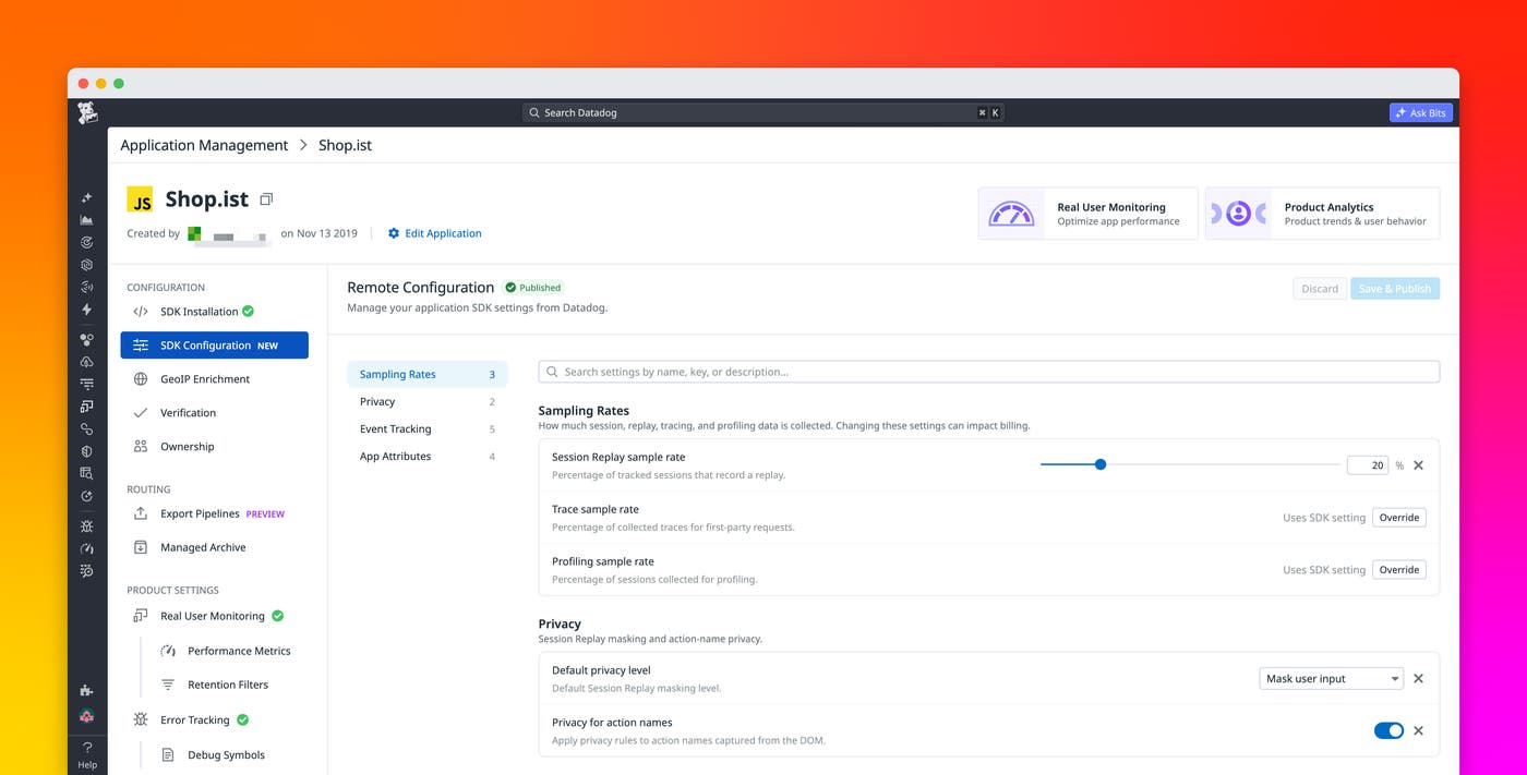 Configure RUM SDKs remotely from Datadog Configure RUM SDKs remotely from Datadog