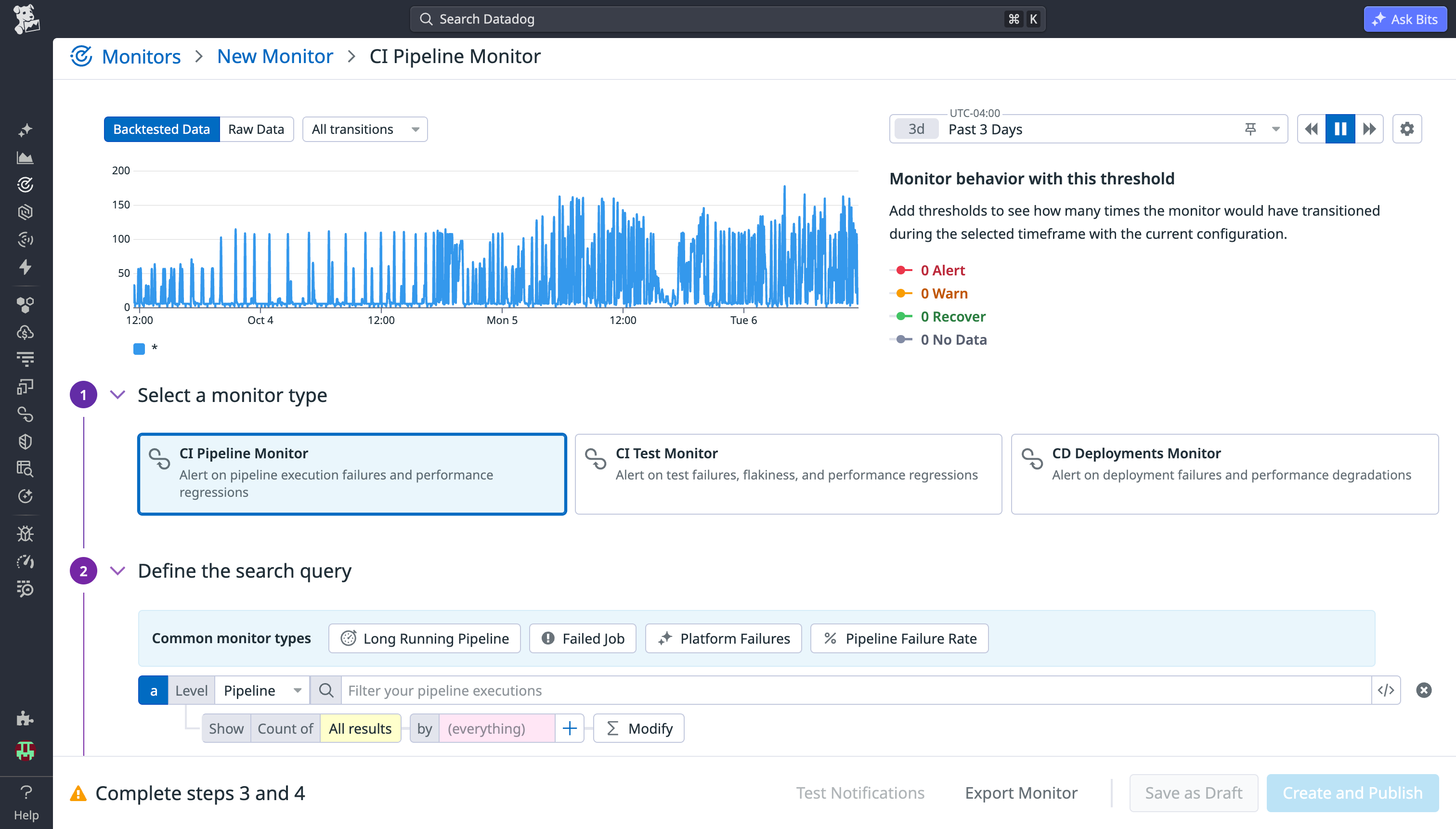 CI pipeline monitor alert with diagnostic information for a pipeline performance regression.