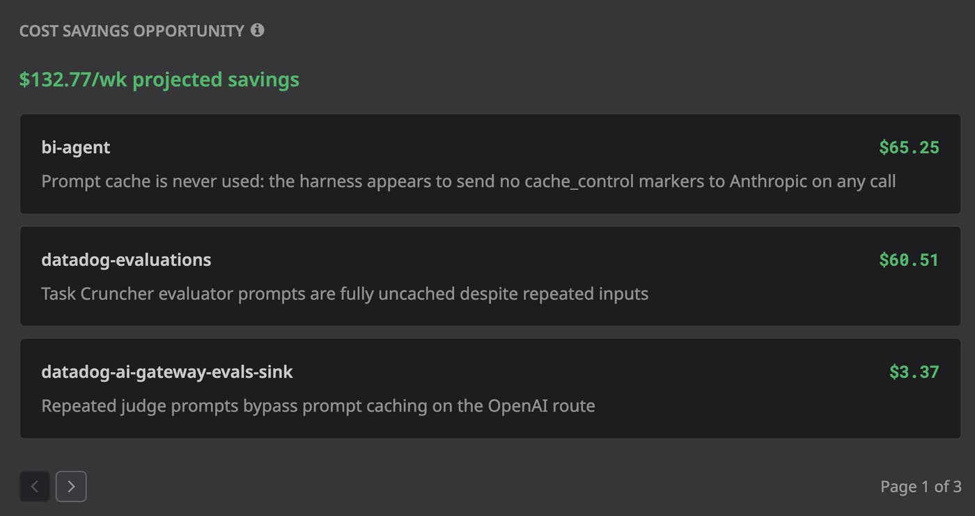 Cost Savings Opportunities identifying technical behaviors associated with avoidable AI spend. Cost Savings Opportunities identifying technical behaviors associated with avoidable AI spend.